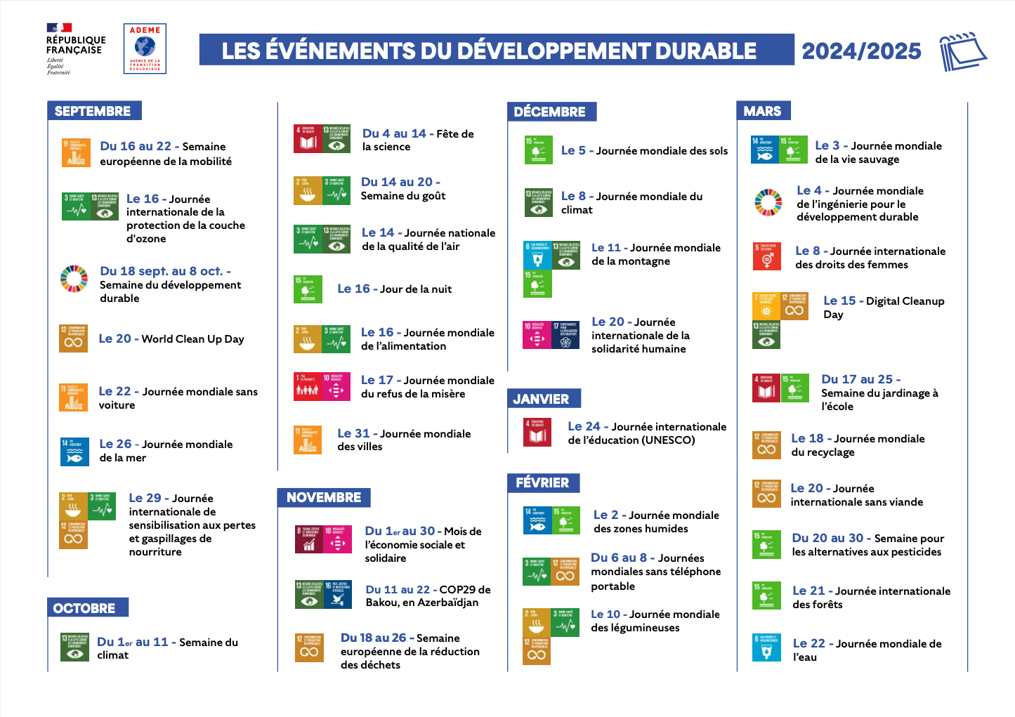 Calendrier EDD Semestre 1