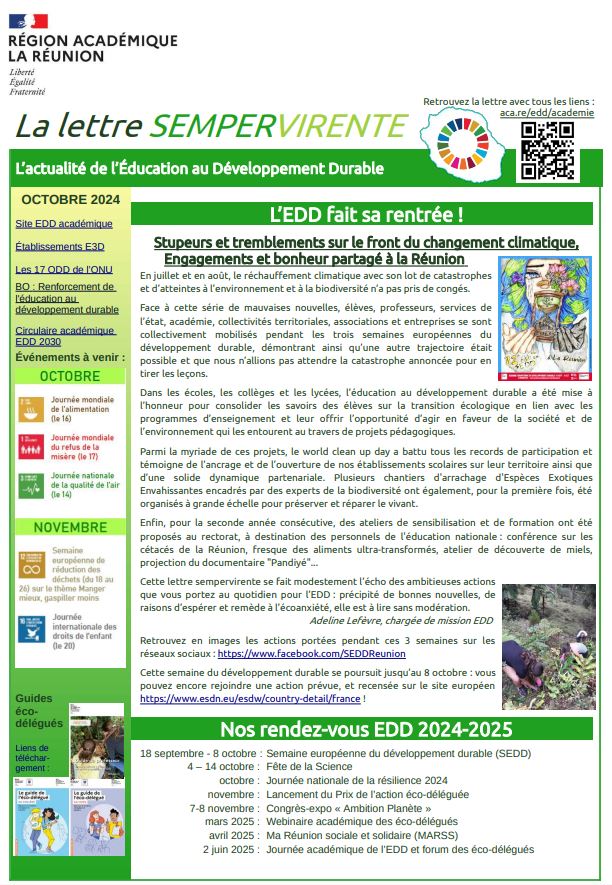 Première page Lettre sempervirente EDD Octobre 2024 