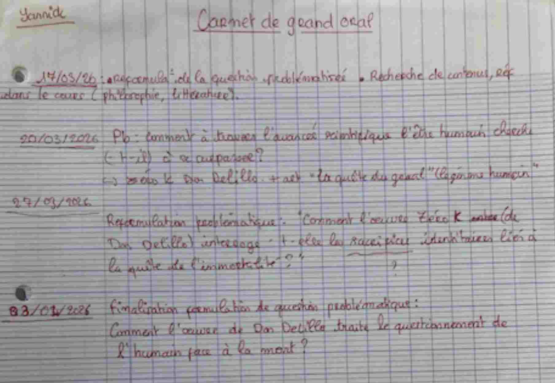 extrait d'un carnet de Grand Oral