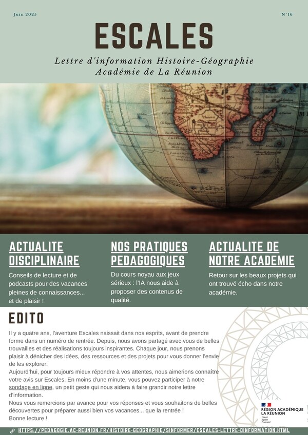 premiere page de la lettre d'information Escales