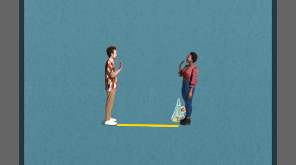 Deux personnes face à face qui échangent