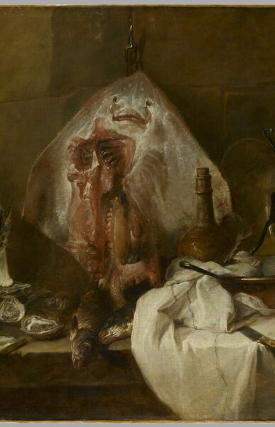 peinture de La Raie de Chardin Musee du louvre