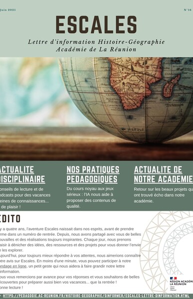 premiere page de la lettre d'information Escales